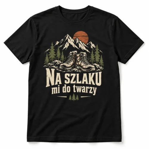 Koszulka męska Na szlaku mi do twarzy — widok produktu z przodu