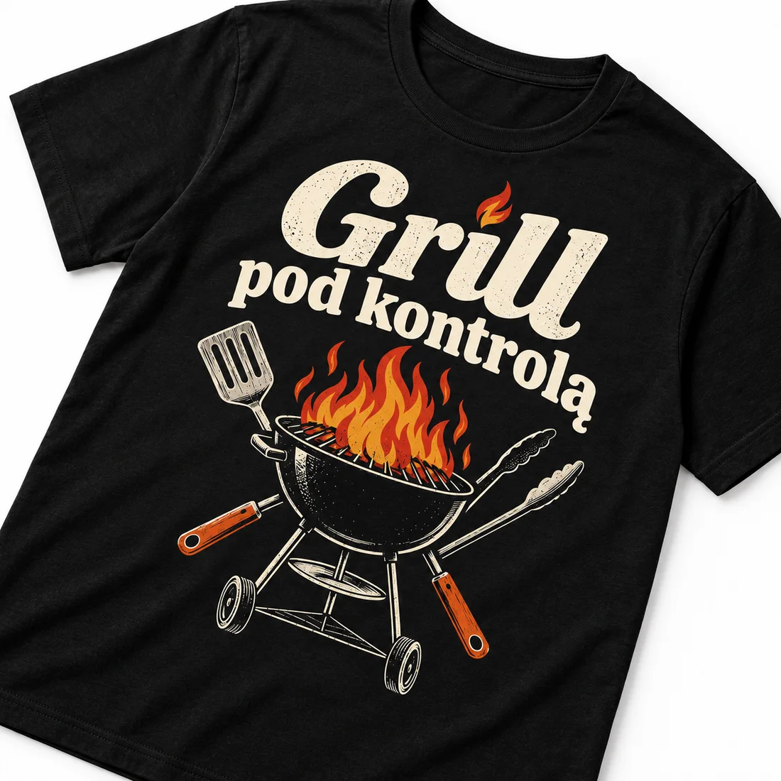 Koszulka męska Grill pod kontrolą — zbliżenie nadruku lub haftu