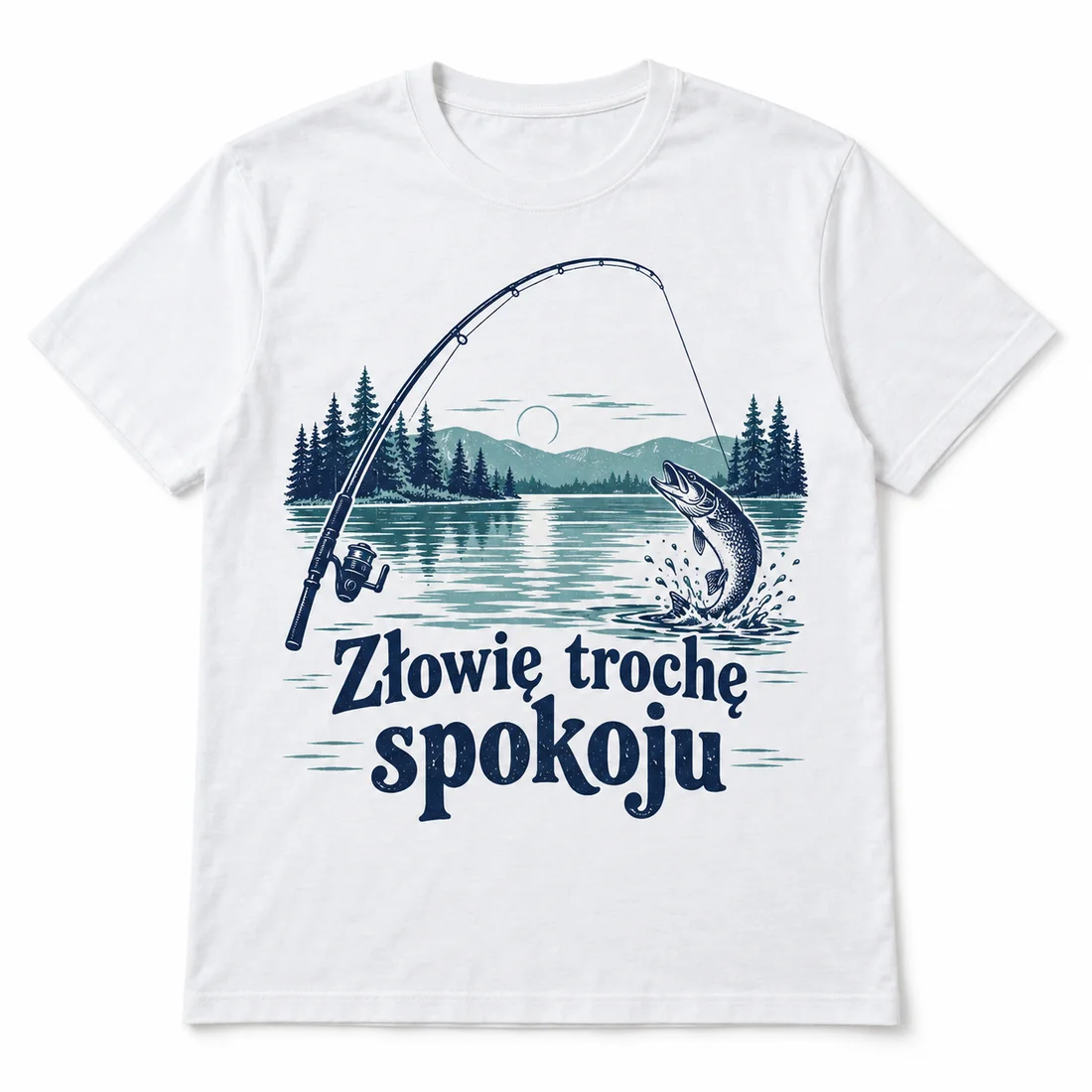 Koszulka męska Złowię trochę spokoju — widok produktu z przodu