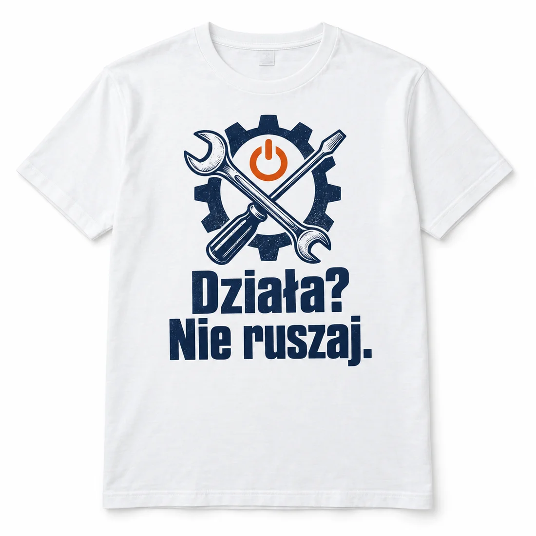 Koszulka męska Działa? Nie ruszaj. — widok produktu z przodu