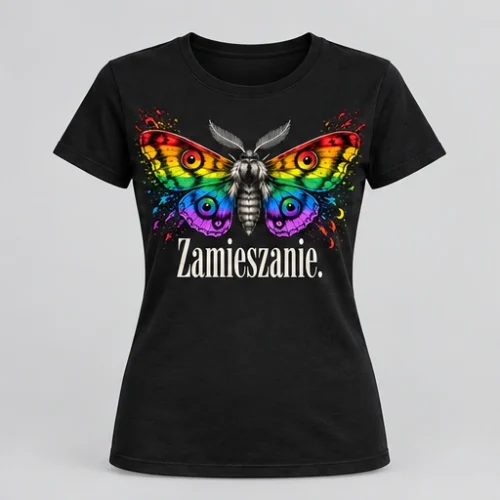 Koszulka damska — Zamieszanie. — kolor czarny, przód