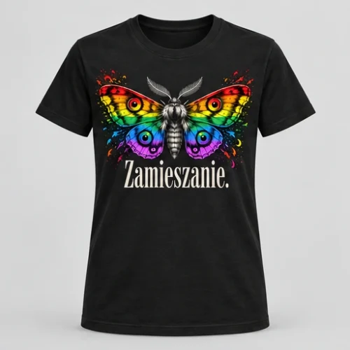 Koszulka męska — Zamieszanie. — kolor czarny, przód