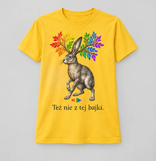Koszulka męska — Też nie z tej bajki. — kolor żółty, przód